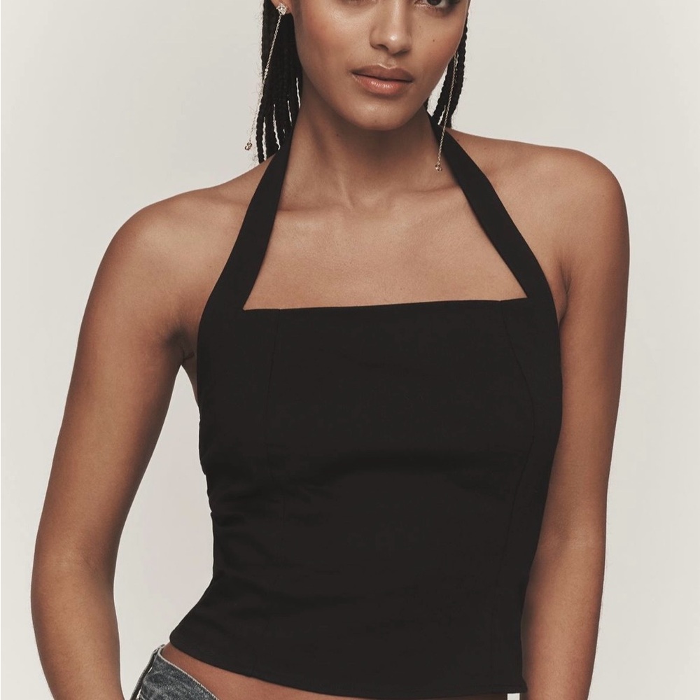 BNWT Maeve Black Halter Square-Neck Camisole